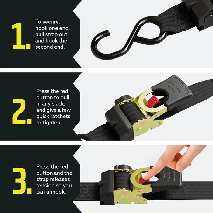 Retractable Ratchet Strap - 1.8M x 25mm (Black)